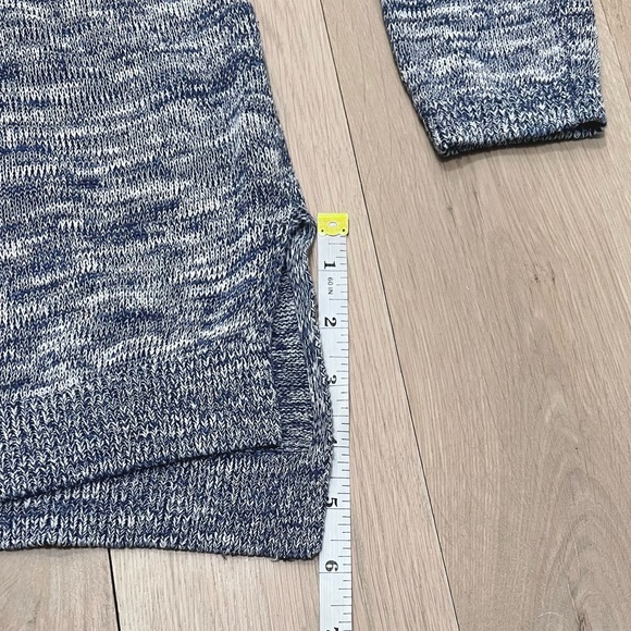 Stitches and Stripes Long Sleeve Cold Shoulder Sweater Marled Blue Medium - Picture 6 of 11